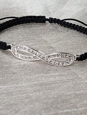 Touchstone Crystal By Swarovski Infinity Woven Bracelet Black & Clear Crystal